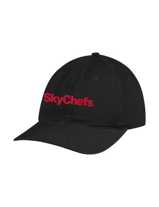 Garment Washed Unstructured Twill Black Cap w/Sky Chefs Logo