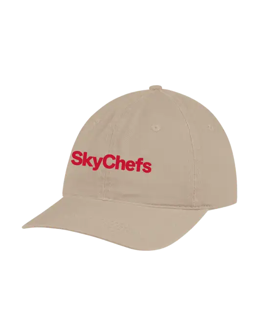 Garment Washed Unstructured Twill Tan Cap w/Sky Chefs Logo