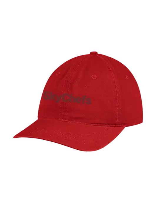 Garment Washed Unstructured Twill Red Cap w/Sky Chefs Logo