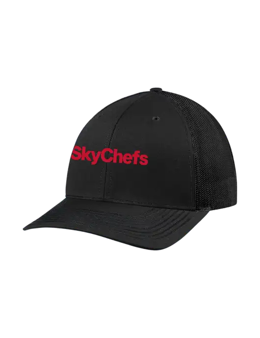 Richardson Adjustable Snapback Original 112 Trucker Cap Black w/Black Mesh w/Sky Chefs Logo