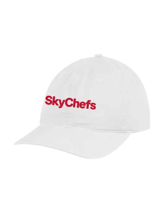 Garment Washed Unstructured Twill White Cap w/Sky Chefs Logo