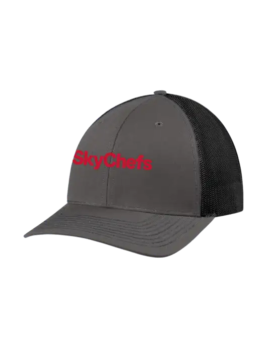 Richardson Adjustable Snapback Original 112 Trucker Cap Dark Grey w/Black Mesh w/Sky Chefs Logo