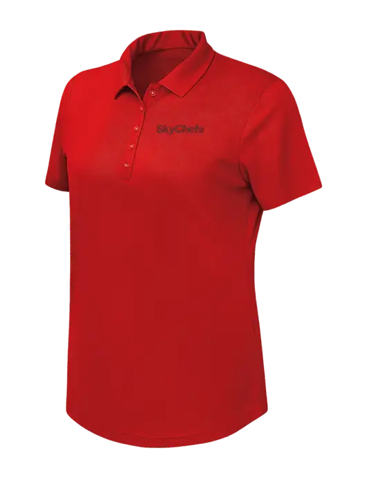 Callaway Womens Birdseye Red Polo w/Sky Chefs Logo
