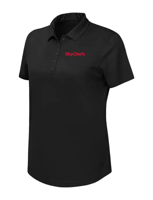 Callaway Womens Birdseye Black Polo w/Sky Chefs Logo