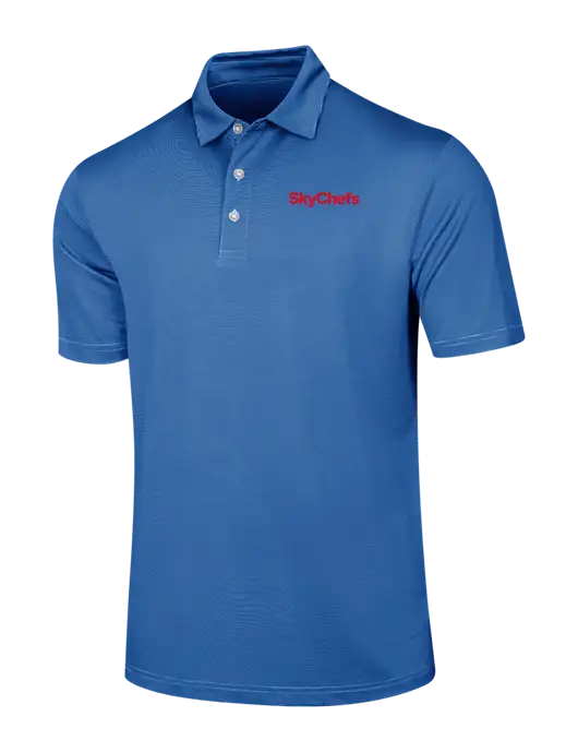 Callaway Royal Blue Fine Line Stripe Polo w/Sky Chefs Logo