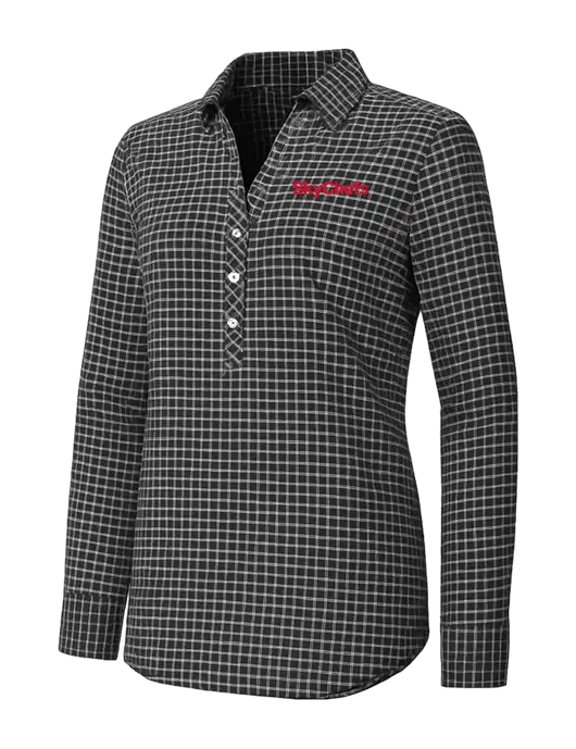 Womens Dark Grey/White City Stretch Shirt w/Sky Chefs Logo