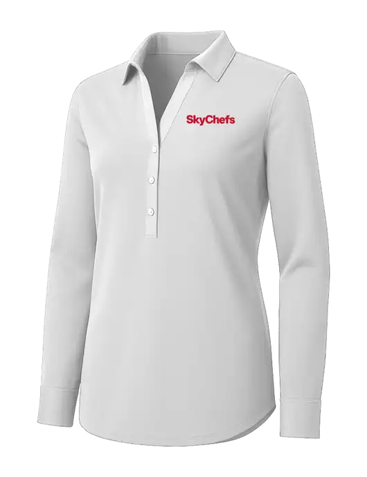 Womens White City Stretch Shirt w/Sky Chefs Logo