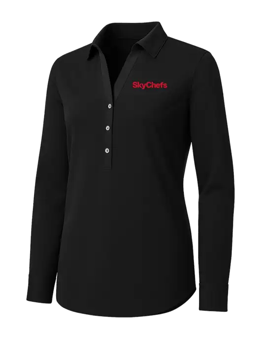 Womens Black City Stretch Shirt w/Sky Chefs Logo