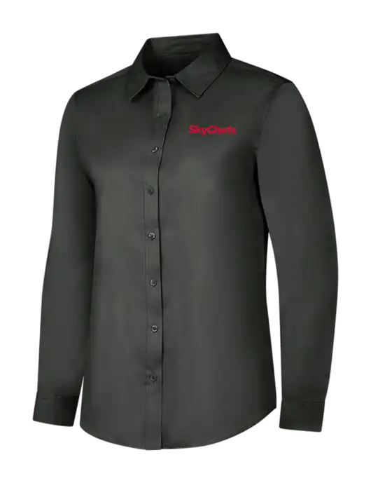 Dark Grey Womens Long Sleeve Superpro React Twill Shirt w/Sky Chefs Logo