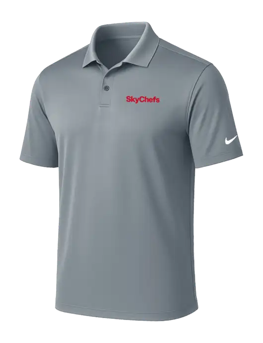 NIKE Medium Grey Victory Solid Polo w/Sky Chefs Logo