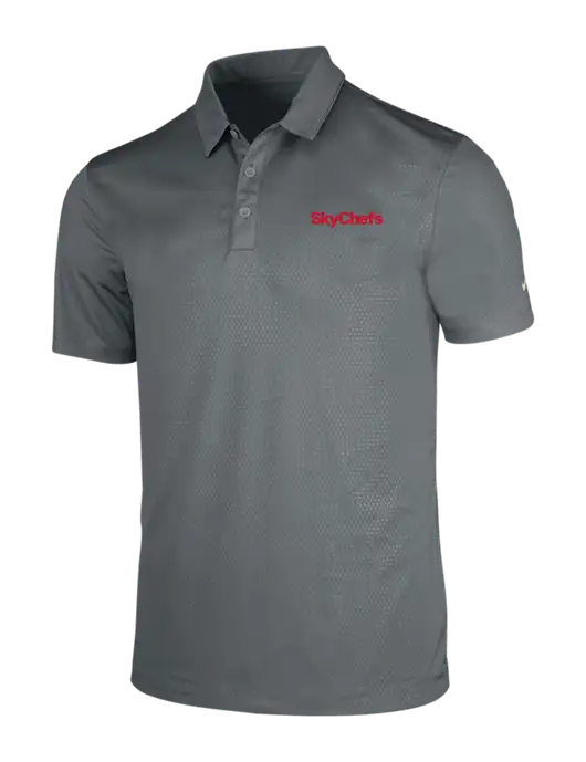 NIKE Medium Grey Dri-Fit Embossed Tri-Blade Polo w/Sky Chefs Logo