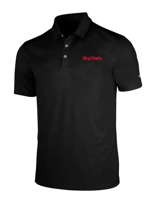 NIKE Black Dri-Fit Embossed Tri-Blade Polo w/Sky Chefs Logo