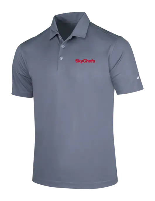 NIKE Medium Grey Dri-Fit Vertical Mesh Polo w/Sky Chefs Logo