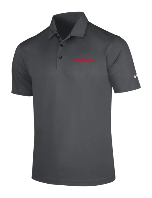 NIKE Dark Grey Dri-Fit Vertical Mesh Polo w/Sky Chefs Logo