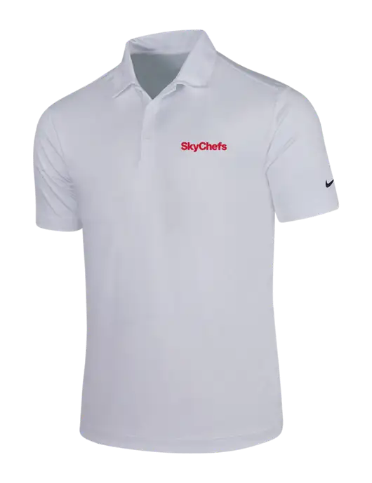 NIKE White Dri-Fit Vertical Mesh Polo w/Sky Chefs Logo