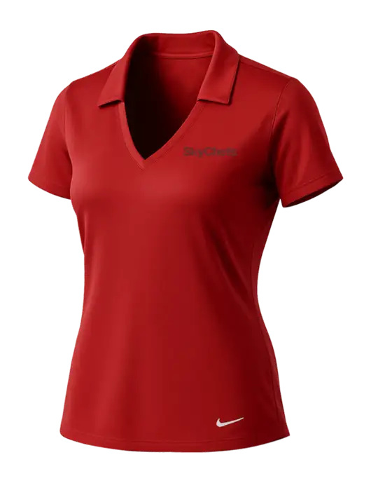 NIKE Red Womens Dri-Fit Vertical Mesh Polo w/Sky Chefs Logo