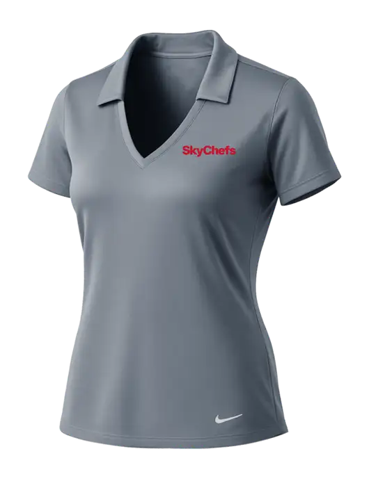 NIKE Medium Grey Womens Dri-Fit Vertical Mesh Polo w/Sky Chefs Logo
