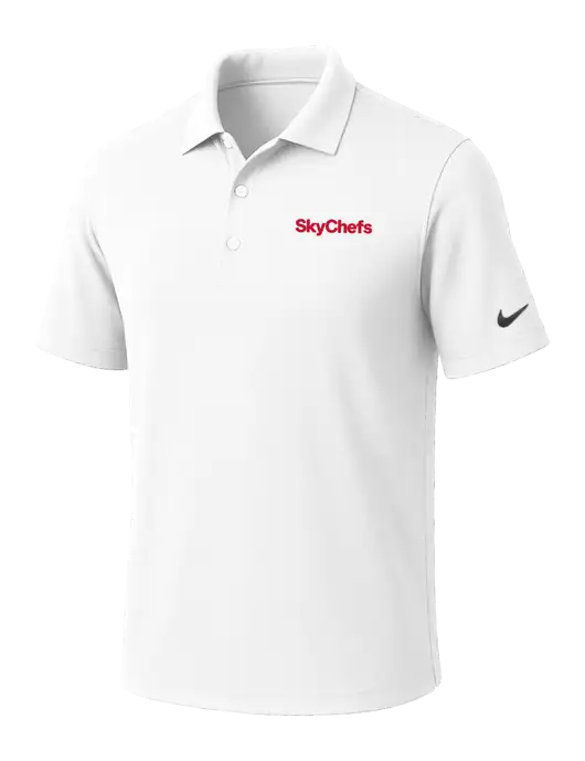 NIKE White Dri-Fit Micro Pique Polo w/Sky Chefs Logo