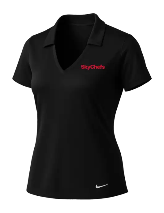NIKE Black Womens Dri-Fit Vertical Mesh Polo w/Sky Chefs Logo