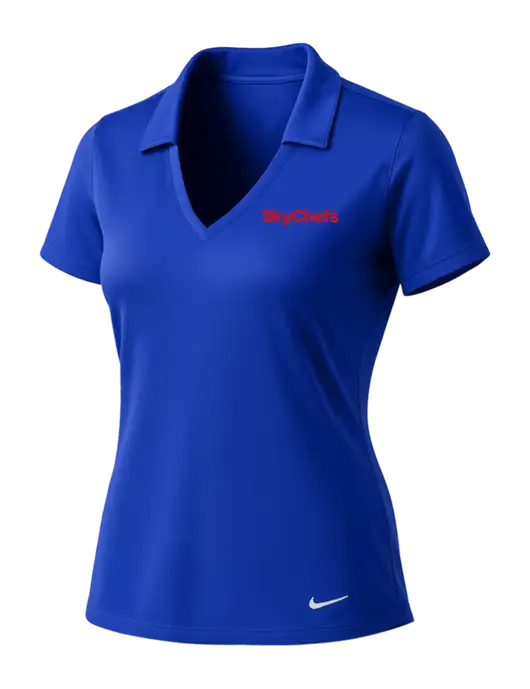 NIKE Dark Royal Womens Dri-Fit Vertical Mesh Polo w/Sky Chefs Logo