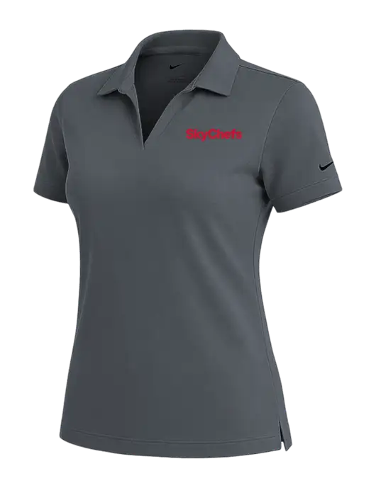 NIKE Dark Grey Womens Dri-Fit Micro Pique Polo w/Sky Chefs Logo