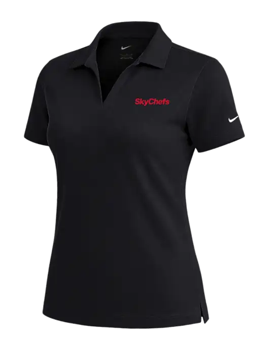 NIKE Black Womens Dri-Fit Micro Pique Polo w/Sky Chefs Logo