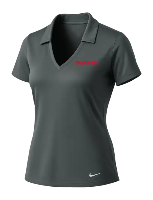 NIKE Dark Grey Womens Dri-Fit Vertical Mesh Polo w/Sky Chefs Logo