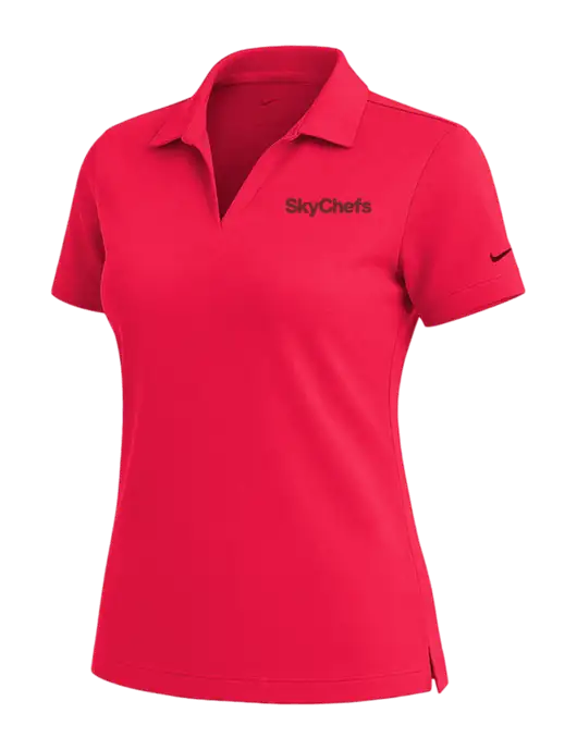 NIKE Red Womens Dri-Fit Micro Pique Polo w/Sky Chefs Logo