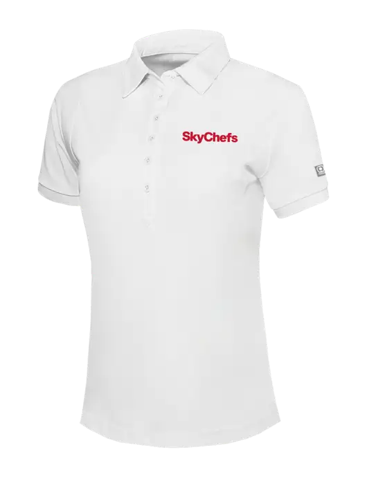 OGIO Womens Bright White Jewel Polo w/Sky Chefs Logo