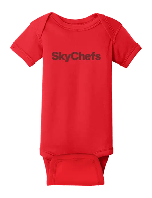 Rabbit Skins Red Infant Short Sleeve Baby Rib Bodysuit w/Sky Chefs Logo