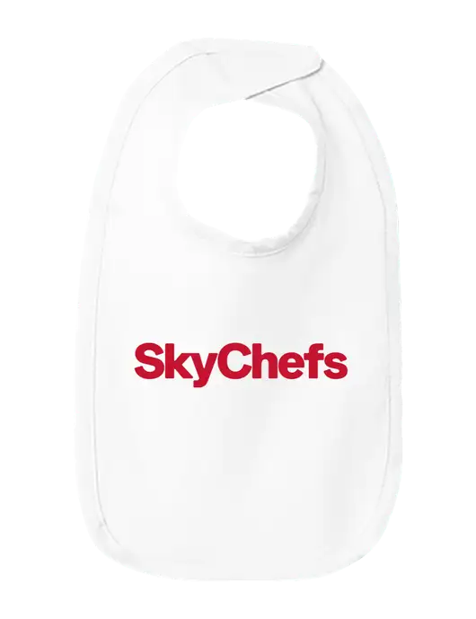 Rabbit Skins White Infant Premium Jersey Bib w/Sky Chefs Logo