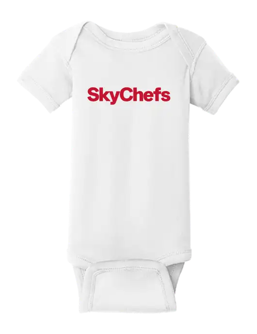 Rabbit Skins White Infant Short Sleeve Baby Rib Bodysuit w/Sky Chefs Logo