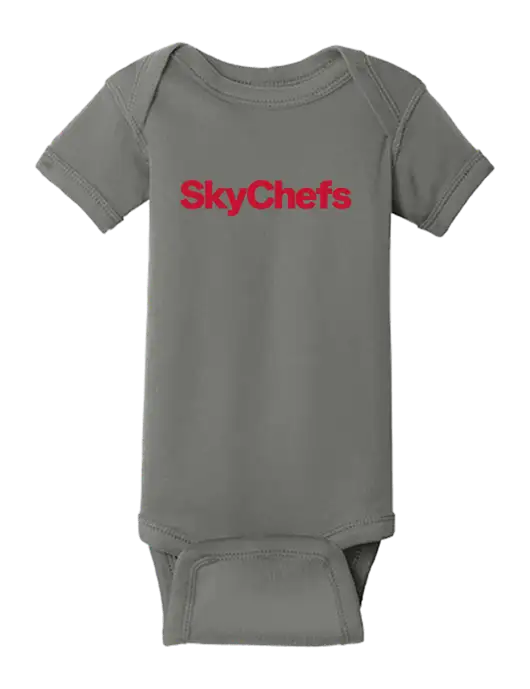Rabbit Skins Charcoal Infant Short Sleeve Baby Rib Bodysuit w/Sky Chefs Logo