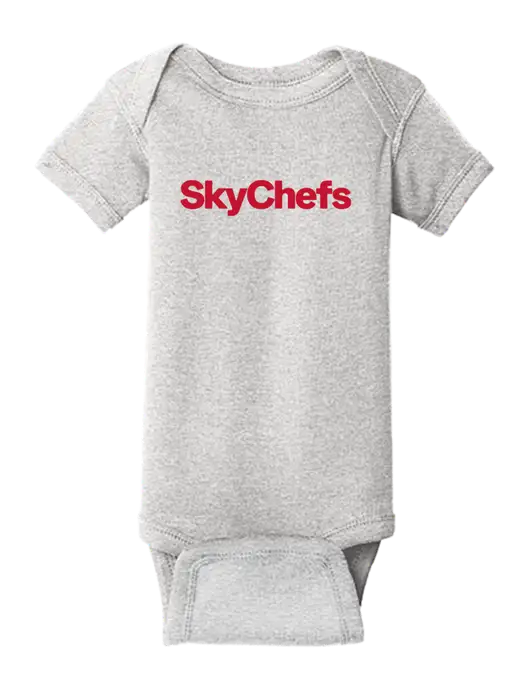 Rabbit Skins Light Grey Heather Infant Short Sleeve Baby Rib Bodysuit w/Sky Chefs Logo