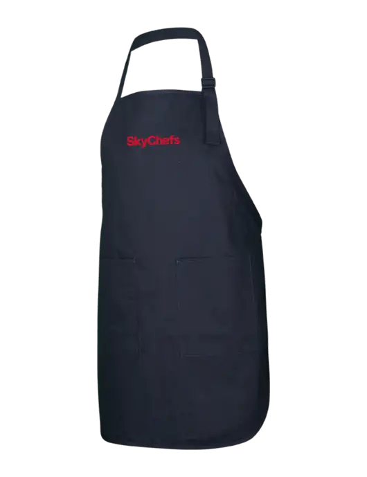 Full-Length Black Apron With Pockets w/Sky Chefs Logo