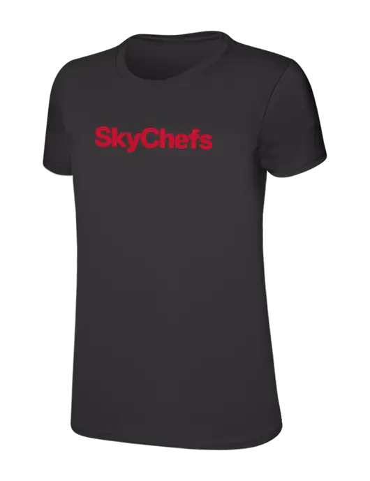 Womens Ring Spun Charcoal 4.5 oz T-Shirt w/Sky Chefs Logo