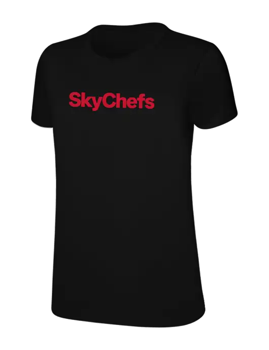 Womens Ring Spun Jet Black 4.5 oz T-Shirt w/Sky Chefs Logo
