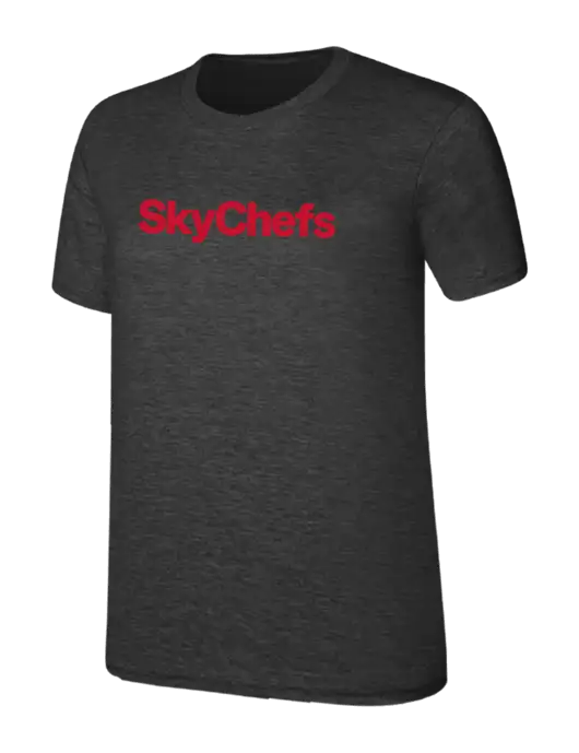 Womens Ring Spun Dark Heather Grey 4.5 oz T-Shirt w/Sky Chefs Logo