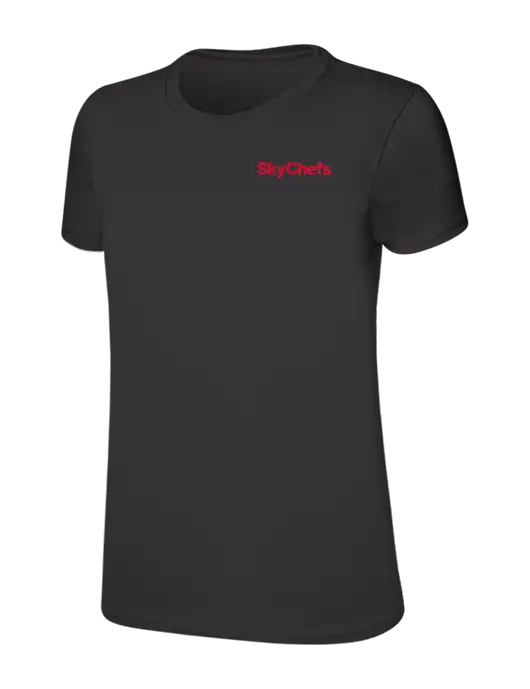 Womens Ring Spun Charcoal 4.5 oz T-Shirt w/Sky Chefs Logo