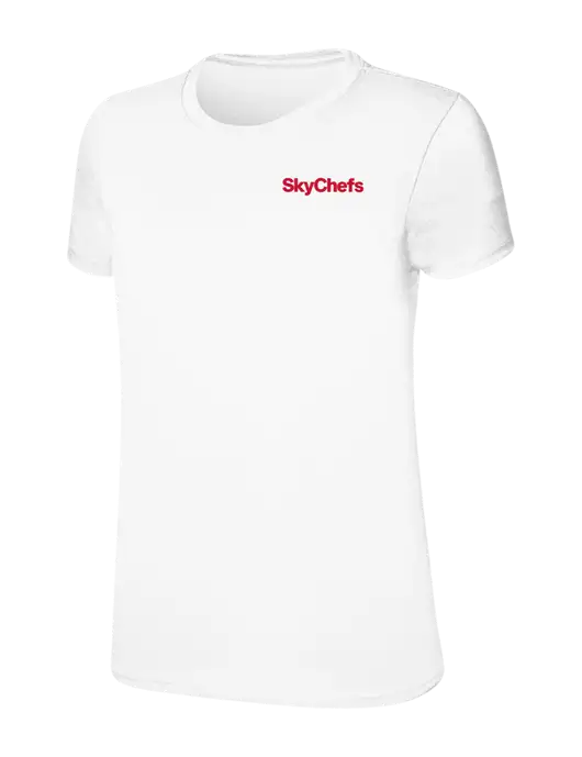 Womens Ring Spun White 4.5 oz T-Shirt w/Sky Chefs Logo