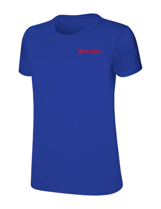 Womens Ring Spun Royal 4.5 oz T-Shirt w/Sky Chefs Logo