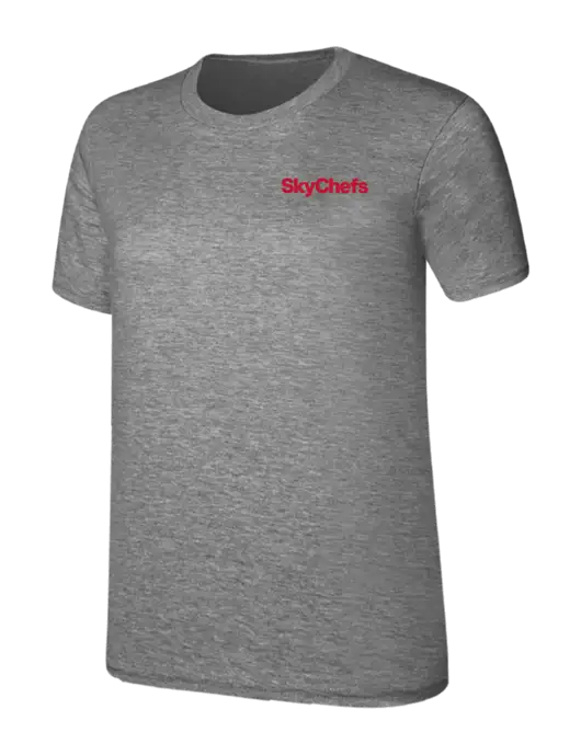 Womens Ring Spun Light Grey Heather 4.5 oz T-Shirt w/Sky Chefs Logo