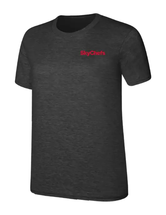 Womens Ring Spun Dark Heather Grey 4.5 oz T-Shirt w/Sky Chefs Logo