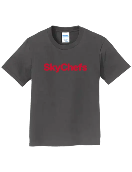 Youth Ring Spun Charcoal 4.5 oz T-Shirt w/Sky Chefs Logo