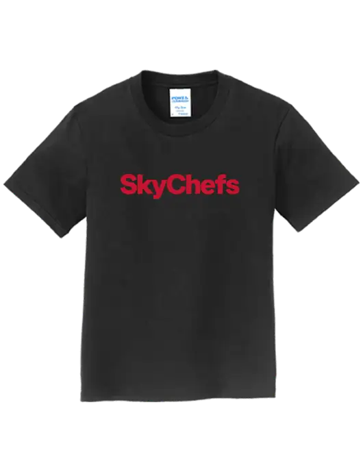 Youth Ring Spun Jet Black 4.5 oz T-Shirt w/Sky Chefs Logo