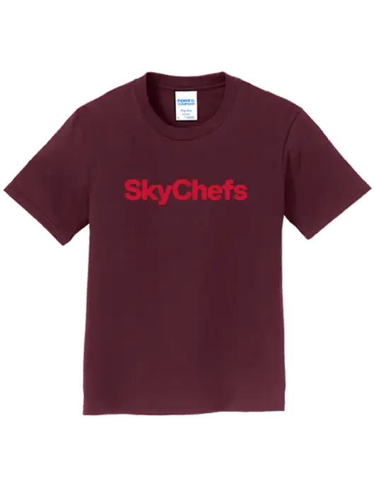 Youth Ring Spun Maroon 4.5 oz T-Shirt w/Sky Chefs Logo