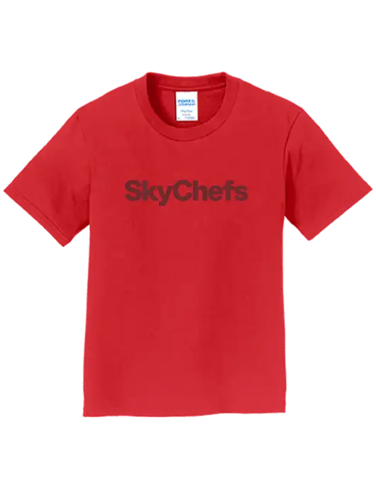 Youth Ring Spun Bright Red 4.5 oz T-Shirt w/Sky Chefs Logo