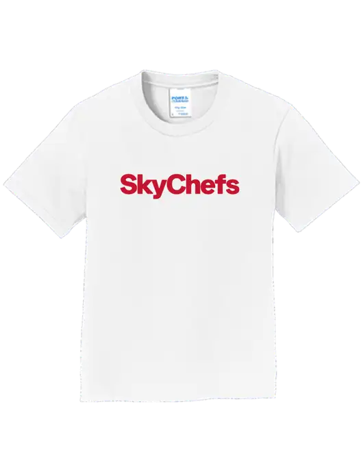 Youth Ring Spun White 4.5 oz T-Shirt w/Sky Chefs Logo