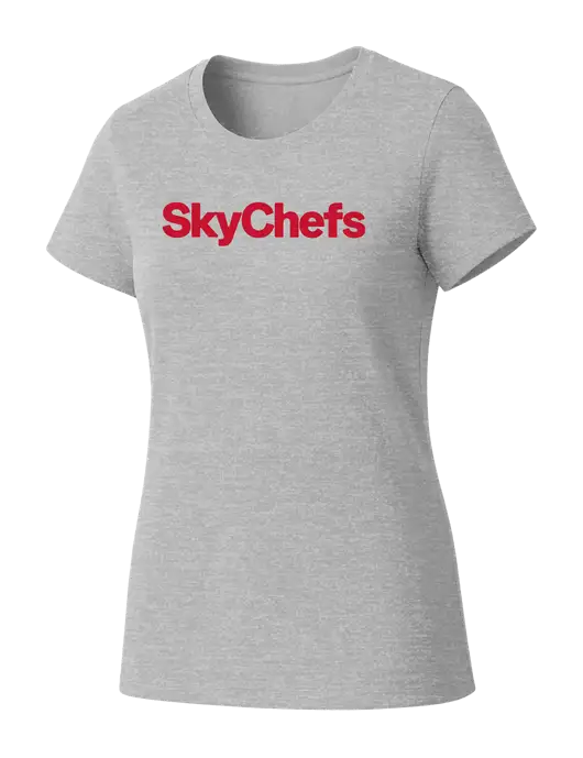 Womens Seriously Soft Light Heathered Grey T-Shirt w/Sky Chefs Logo