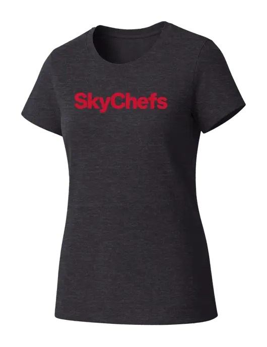 Womens Seriously Soft Heathered Charcoal T-Shirt w/Sky Chefs Logo